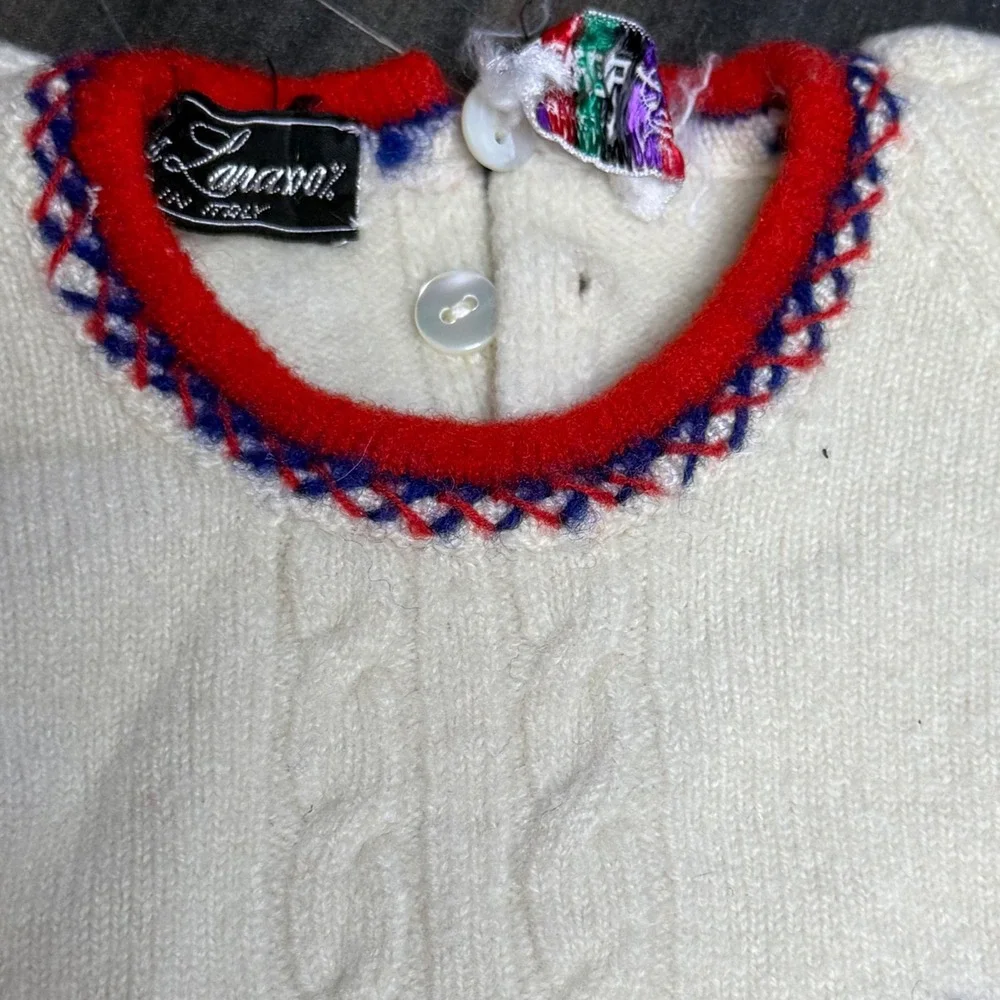 Knit Set Sweater‎ Pants Pom Poms Made in Italy Vintage